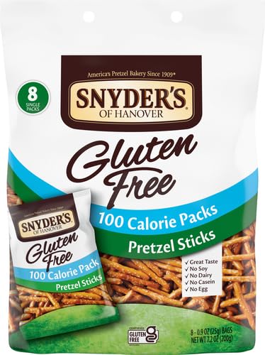 Snyder's of Hanover Gluten Free Pretzel Sticks, 100 Calorie Individual Packs, 8 Ct (Pack of 2)