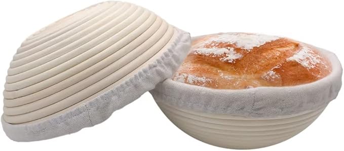 Banneton Basket for Bread Proofing, 8.5 inches Round Dough Proofing Bowls with Removable Liner, Good for Home Sourdough Bakers Baking, 2 Pack