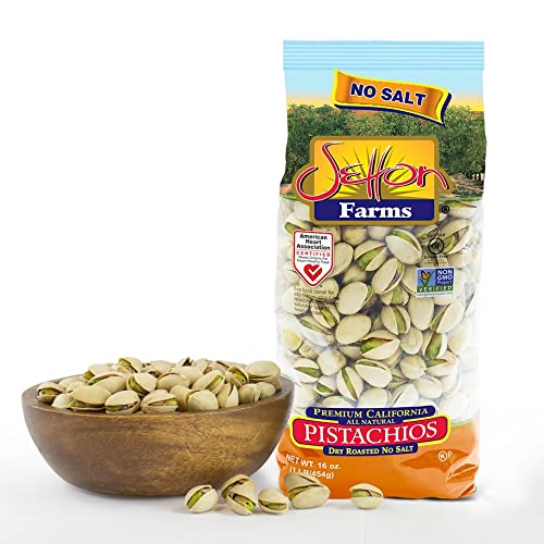 Setton Farms Dry Roasted and Unsalted Pistachios, Premium California In Shell Pistachios No Salt, 1 pound Bag (16 Ounce), Certified Non-GMO, Gluten Free, Vegan and Kosher