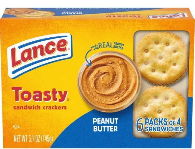 Lance Toasty Peanut Butter Sandwich Crackers, 6 Packs of 4, 5.1 oz (Pack of 4)