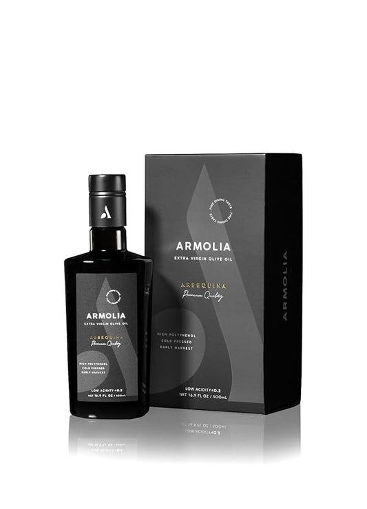 ARMOLIA Pure Olive Oil Extra Virgin Cold Pressed Glass Bottle, EVOO 2025 Gold Award Winner Drinking