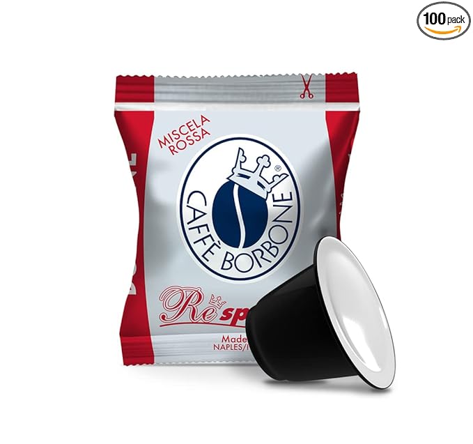 Caffe Borbone Nespresso Compatible Coffee Pods, Red Blend, Medium Roast, Premium Robusta Blend, Strong and Creamy - NOT compatible with Vertuo - 100 Count