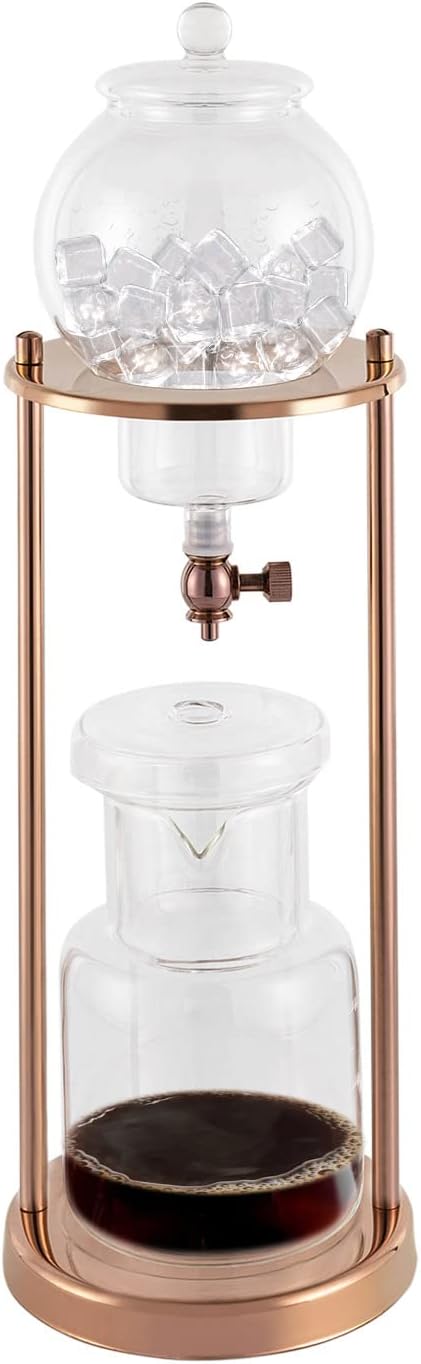 Cold Brew Drip Coffee Maker, 600ml/20.29oz Iced Coffee Brewer Machine Dripper Pot with Measuring Spoon and Stainless Steel Filter for Home Office Coffee Shop