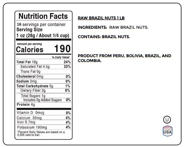 Raw Brazil Nuts 1 Pound (16 oz) | Whole Natural Unsalted Brazilian Nuts | Healthy Protein Snack Whole Foods, Keto, Vegan Diet Friendly | Compare to Organic Brazil Nut | Kosher | Jaybee's