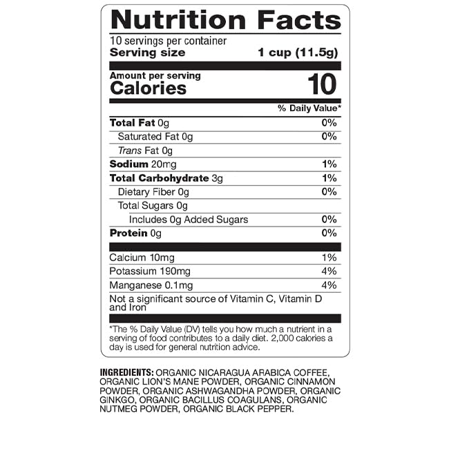BareOrganics 13180 Focus Coffee with Superfoods, Organic Probiotic Coffee, 10 Single Serve Cups