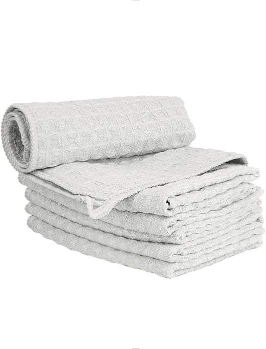 watchget Barista Micro Cloth 6 Pack, Microfiber Barista Cleaning Towels Microfiber Waffle Weave Kitchen Dish Cloth Coffee Bar Towel Coffee Machine Cleaning Cloth, Light Grey(12"x12")