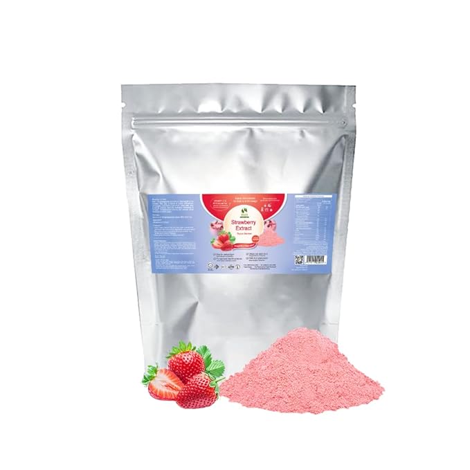 Bionutricia Strawberry Extract Powder, Natural Fruit Color & Flavor, No Additives & Sugar, Great for Baking, Smoothie, Beverages, Non-GMO, Vegan, Commercial Use