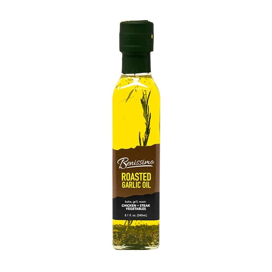 Benissimo Roasted Garlic Herb Infused Oil, All Natural Gourmet Cooking Oil with Slow-Roasted Garlic