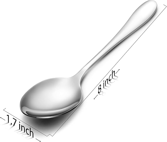 24-Piece Stainless Steel Dinner Spoon,Large Tablespoons,8-Inches (24-Piece)