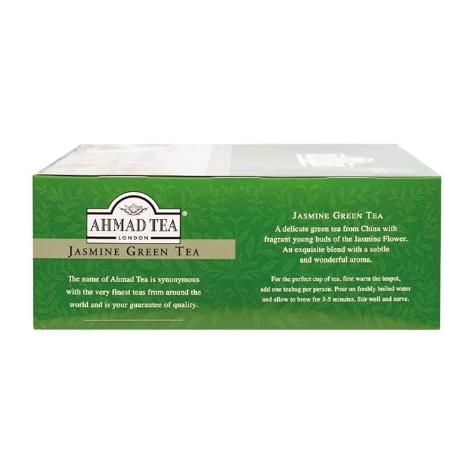 Ahmad Tea Jasmine Green Tea, Tagged Teabags without envelopes, 100 Count