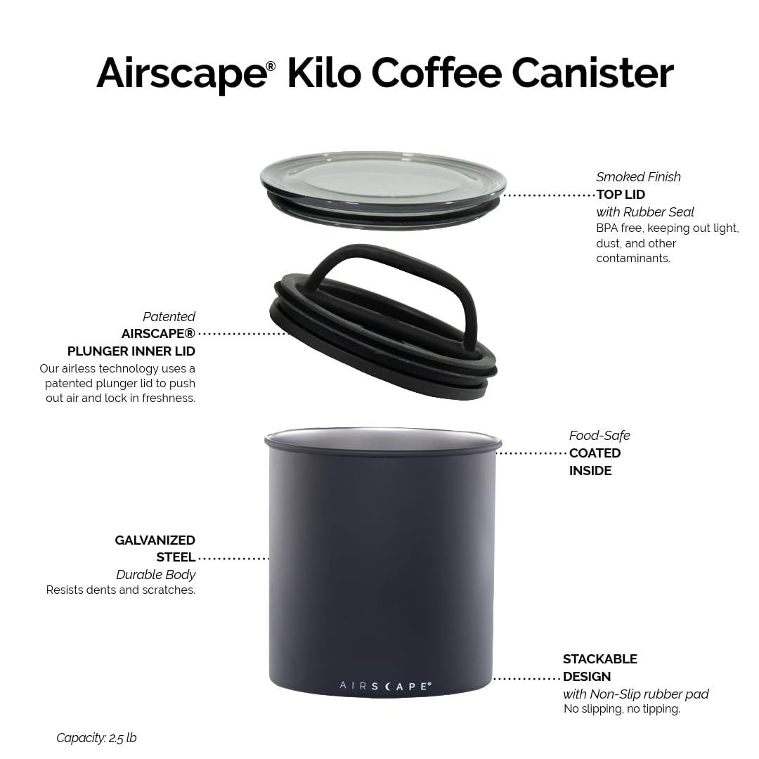 AirScape by Planetary Design | 2.2 lbs Coffee Storage | Matte Black