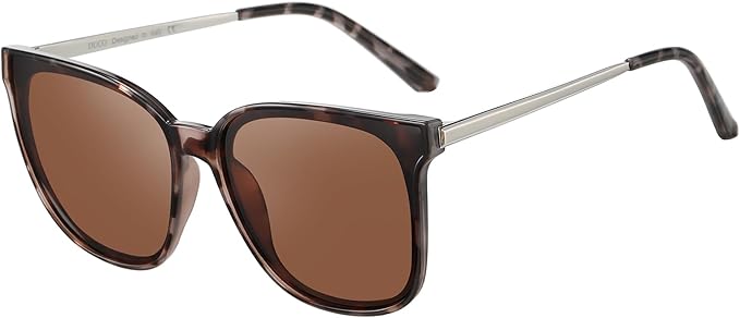 DUCO Oversized Polarized Sunglasses Womens Trendy Mirrored Shades Retro Round Vintage Light Weight UV400 Sun Glasses W016
