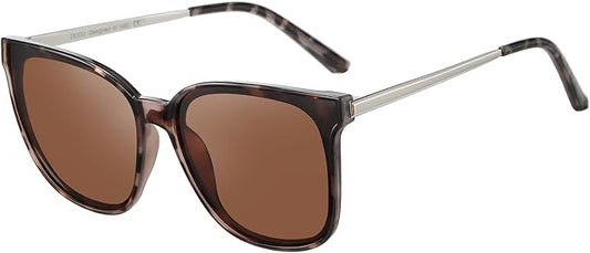 DUCO Oversized Polarized Sunglasses Womens Trendy Mirrored Shades Retro Round Vintage Light Weight UV400 Sun Glasses W016