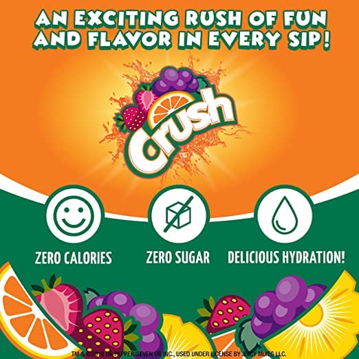 Crush, Summer Variety, Liquid Water Enhancer ??New, Better Taste! (4 Bottles, Makes 96 Flavored Water Drinks) ??Sugar Free, Zero Calorie