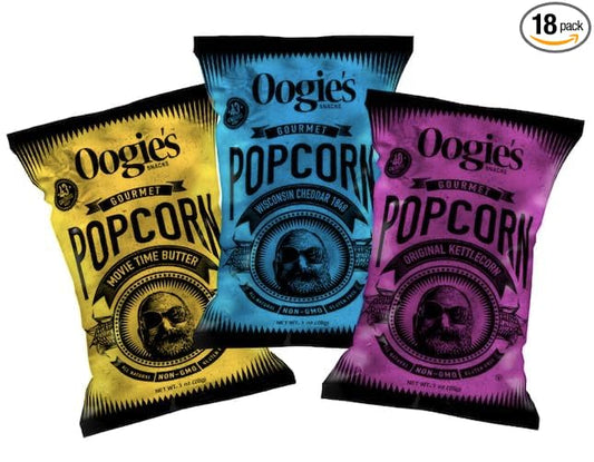 Oogie's Gourmet Popcorn | 18 Pack | Variety Flavor Pack | Gluten Free Popcorn Snacks | 1oz Individual Bags