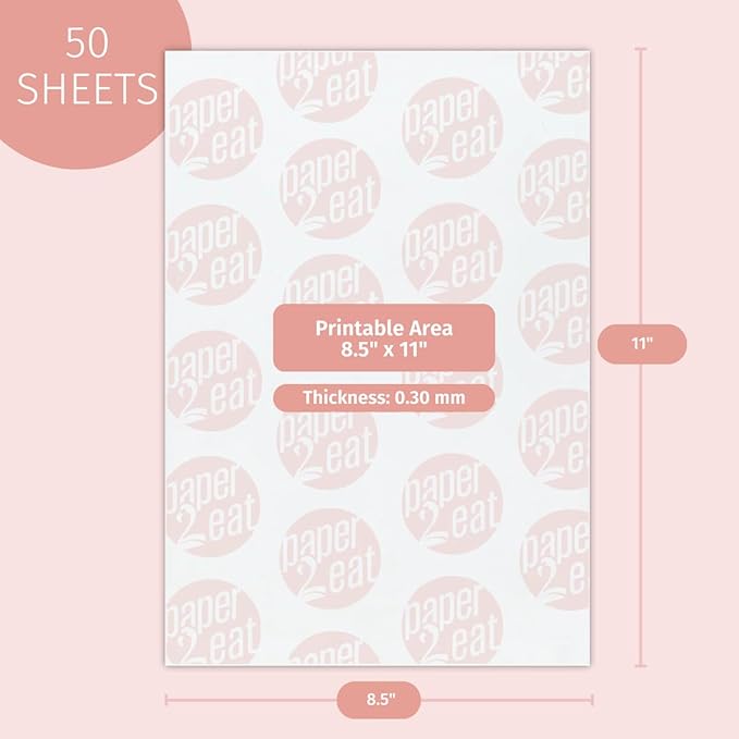 Printable Edible Wafer Paper Sheets from paper2eat (Standard (0.30 mm - 50 sheets))