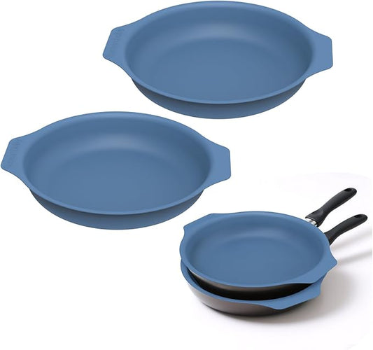 10 Inch Silicone Frying Pan Protectors - Scratch-Proof Stacking Pads for Nonstick Cookware | Reusable, Space-Saving Kitchen Organizers (2 Pack)