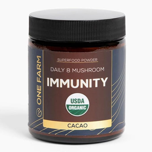 Organic 8 Mushroom Immunity Powder, Non-GMO - Turkey Tail, Chaga, Cordyceps, Shiitake, Reishi