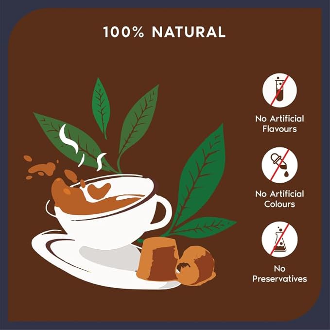 FOODIA Jaggery Kadak GOLD Tea | 3 in 1 Premium Readymix with Jaggery & Strong Tea Powder | 400gm