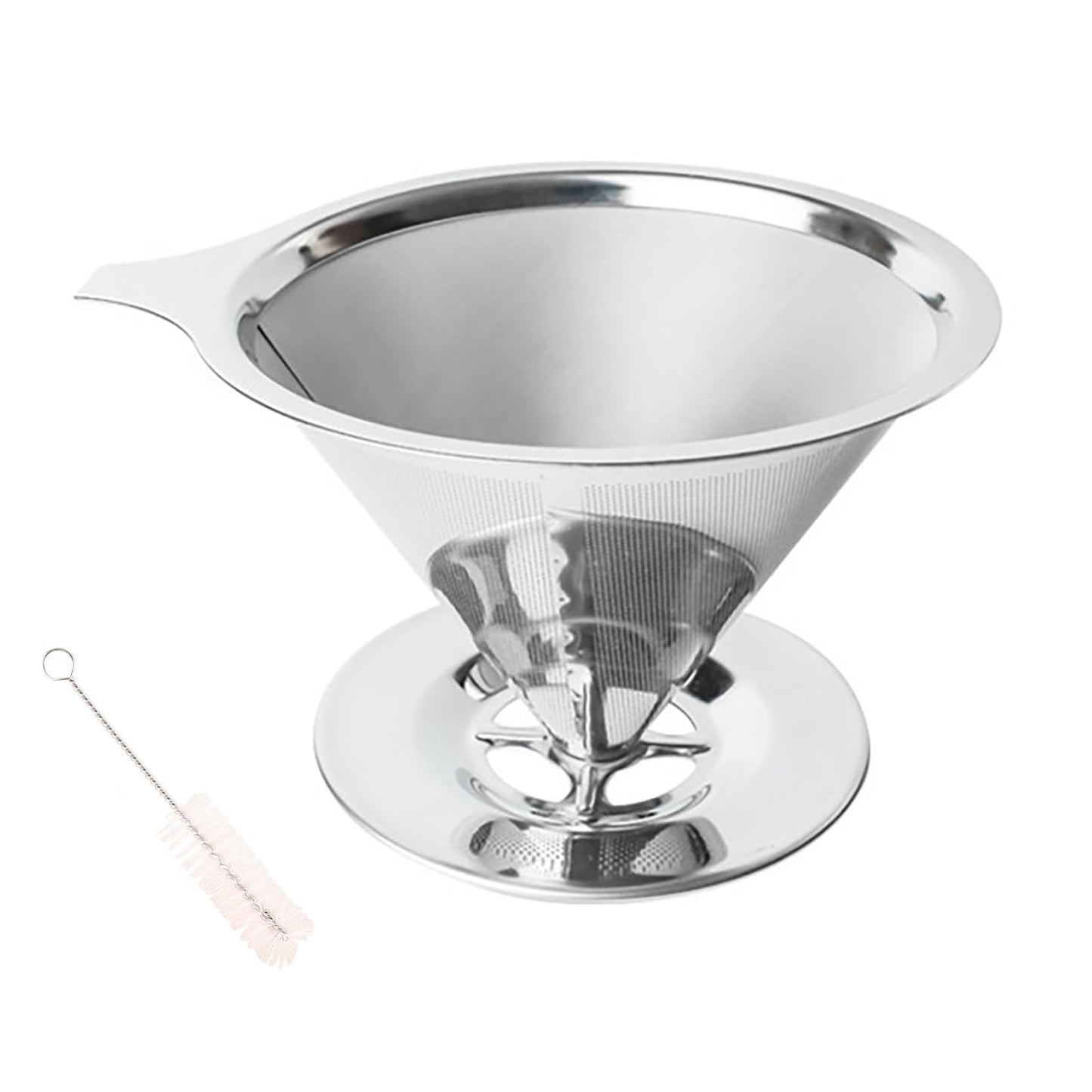 Pour Over Coffee Dripper Stainless Steel Coffee Filter Metal Cone Filter Extra Fine Wire Mesh