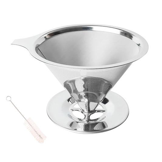 Pour Over Coffee Dripper Stainless Steel Coffee Filter Metal Cone Filter Extra Fine Wire Mesh