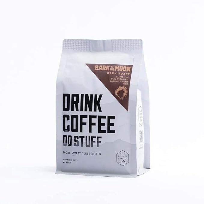 DRINK COFFEE DO STUFF, Blend, 2 Pound Bag, Whole Bean, Dark Roast, Sweet, Chocolate, Caffeine, Organic, Lake Tahoe Coffee (Bark at the Moon)