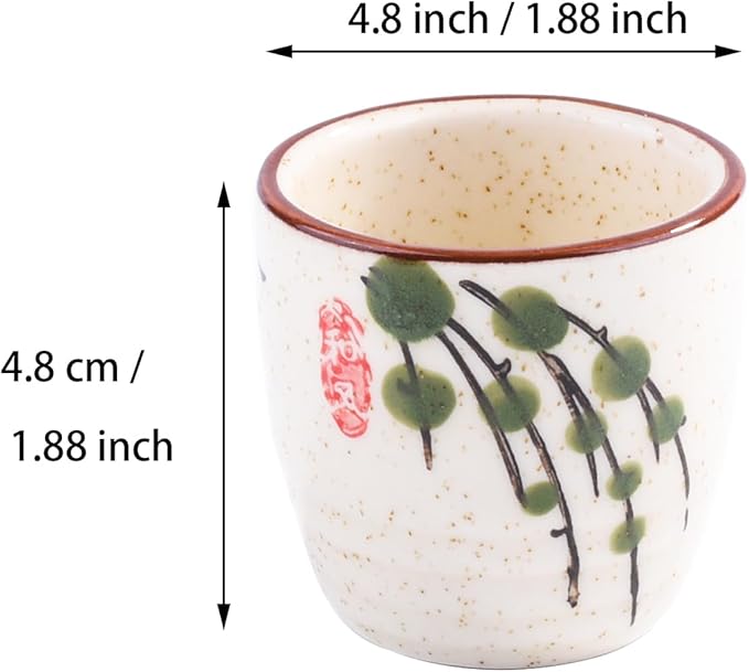 Porcelain Sake Cups, Set of 6 for Japanese Wine LY
