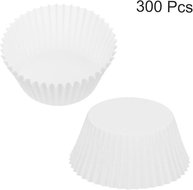 uxcell 300 Pcs Cupcake Liners, Muffins Paper Baking Cups Wrappers Standard Greaseproof for Baking Cupcake Wrapper, White