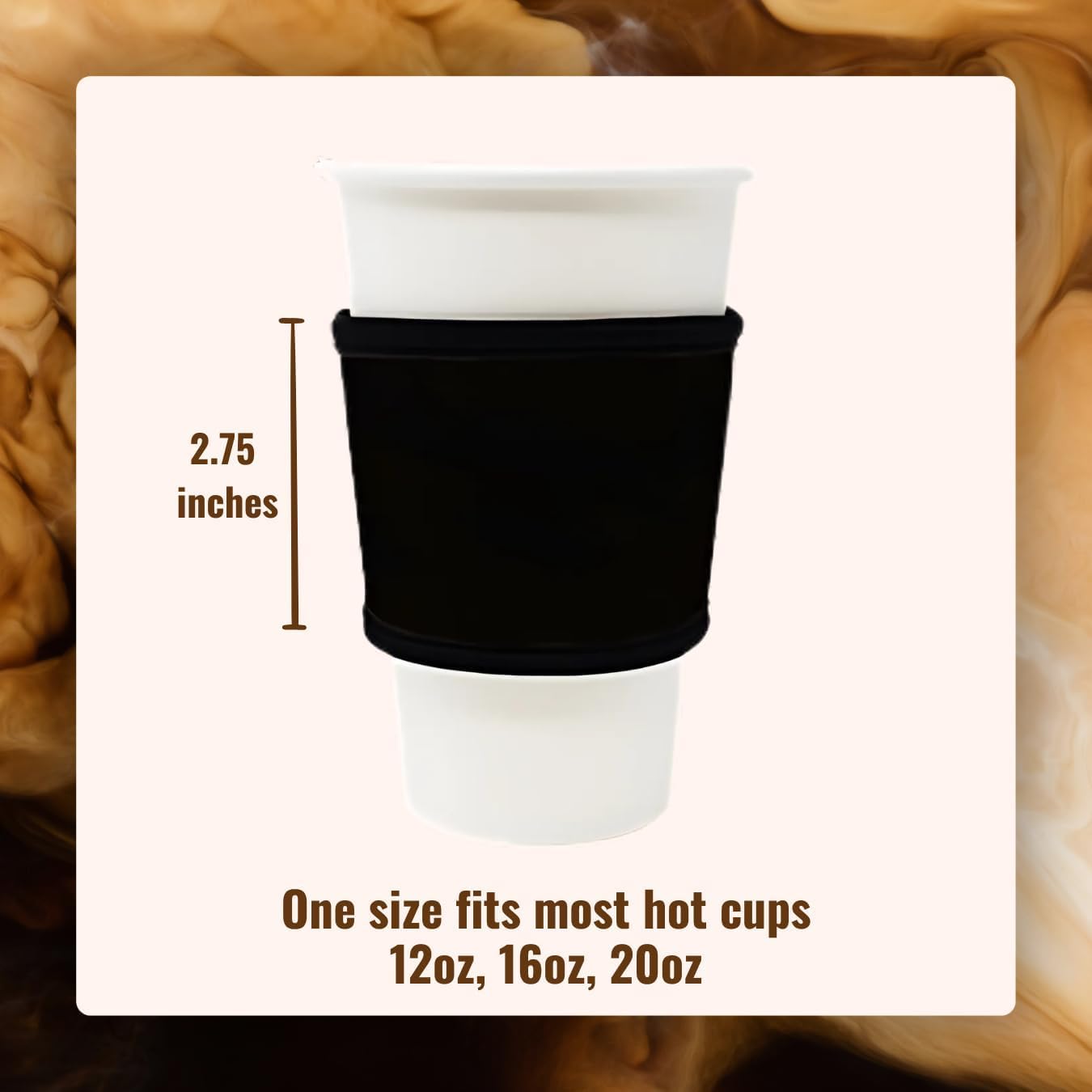 TahoeBay Hot Coffee Cup Sleeves for 12, 16, and 20 oz Cups, Black