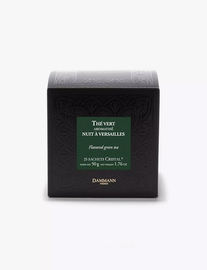 Dammann Freres Sachets, Nuit ? Versailles Tea Bags, Premium Gourmet French Green Tea, Blend Bergamot, Kiwi, Peach Flavors, 25 count (Single Pack)