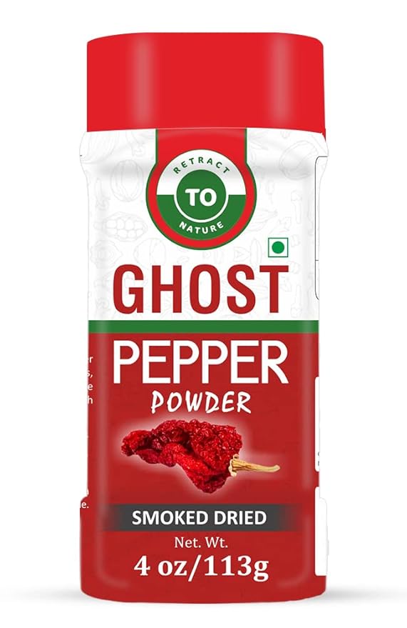 Ghost Pepper Powder (Bhut Jolokia Chili) ??4 oz/113 gm, 100% Pure, Smoked, Hottest & Spicy Chili Powder, Add Unique, Delicious, Complex and Smoky Flavor to Your Favorite Dishes