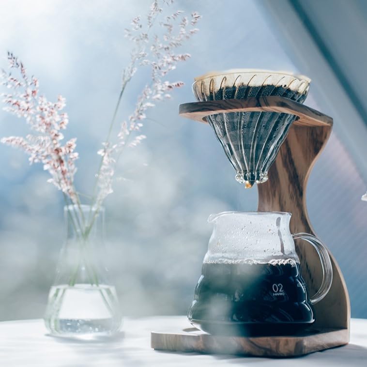 Hario V60 Olive Wood Pour Over Stand Set