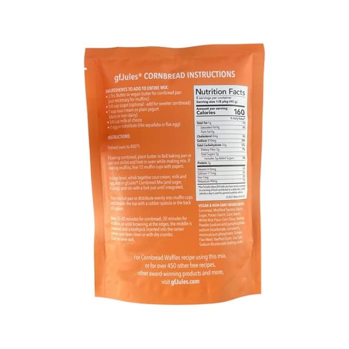 gfJules Certified Gluten Free Cornbread Baking Mix | No Grit, Non-GMO, Vegan | Certified Top 9 Allergen-Free & Kosher | 13 Ounces