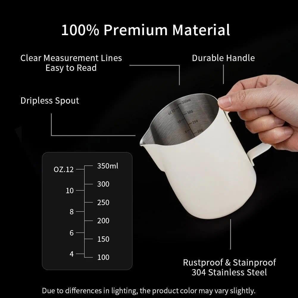 watchget 12oz Milk Frothing Pitcher Stainless Steel Espresso Steaming Jug