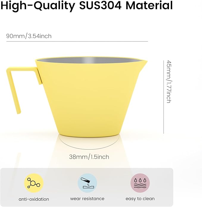 MHW-3BOMBER Espresso Measuring Cup with 3 oz Sauce Cup Espresso Shot Cup Stainless Steel Pouring Cup for Tomato Sauce|Steak Sauce|Desserts|Beverages| (Yellow) G5740-OS