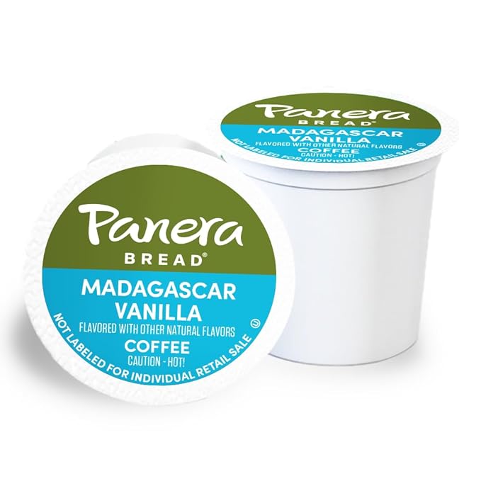 Panera Bread Madagascar Vanilla Light Roast Coffee, Single Serve 60 Count Pods (6 Packs of 10)