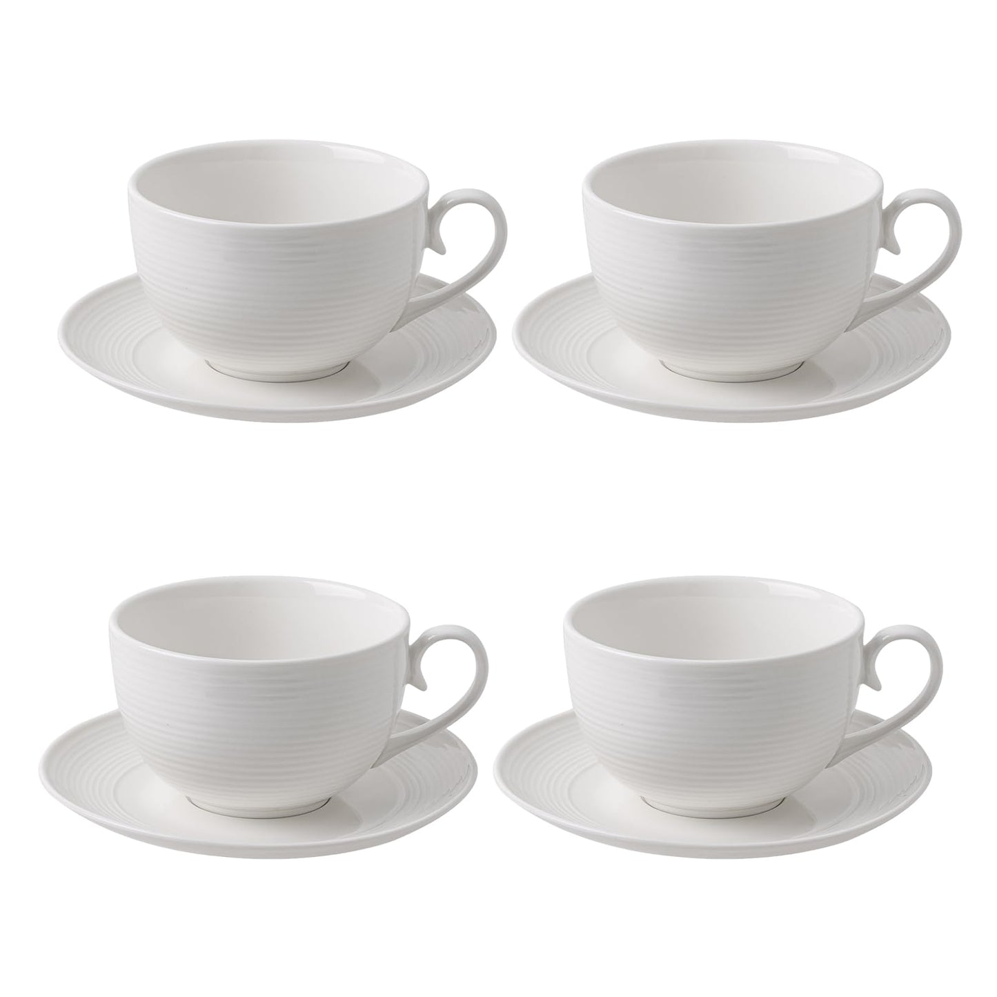 Feenmai 12 oz Cappuccino Cups with Saucers, Ceramic Espresso Coffee Cups Set of 4, White Latte Cup