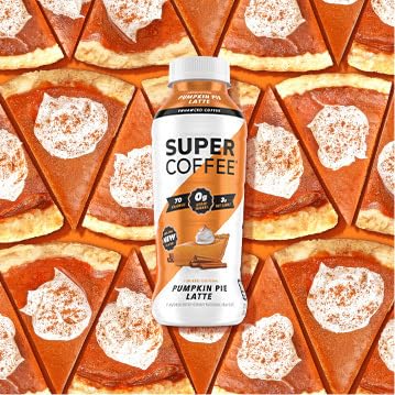 Super Coffee, Keto Protein Coffee, Pumpkin Pie Latte (12 Ounce Bottles, Pack of 12) - Low Net Carbs, No Added Sugar, Keto Friendly, 10g of Protein, Low Calorie, Iced Smart Coffee Drinks