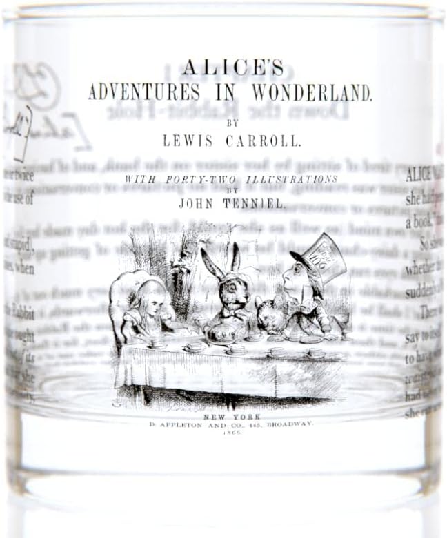 Well Told Classic Literature Rocks Glass - Alice's Adventures in Wonderland by Lewis Carroll - Old Fashioned Whiskey Glass Gift for Book Lovers (11 oz)