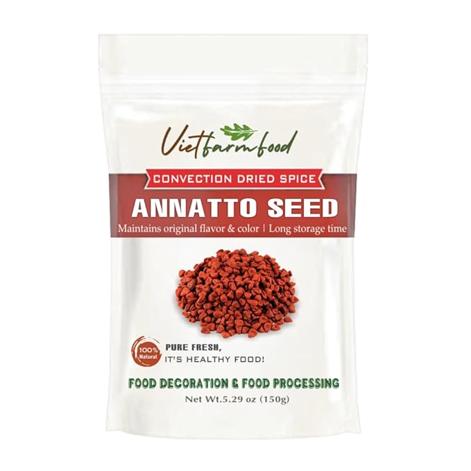 ANNATTO SEED 5.29 Oz (150g) VIETFARMFOOD: Natural pure, convection dried seasoning made from real vegetables - perfect for adding flavor to any meal, from cooking, baking, salads, soups, sauces