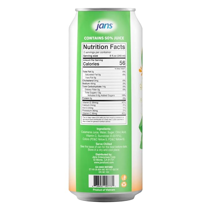 Jans Golden Lime Juice Calamansi Drink (16.9 oz Cans, 12-Pack) ??Philippine Kalamansi Citrus Beverage ??Natural Lemoncito Yuzu Style Lime Drink, Lemon, Orange, Tangerine, Citrus Substitute | From Pure Calamansi Extract