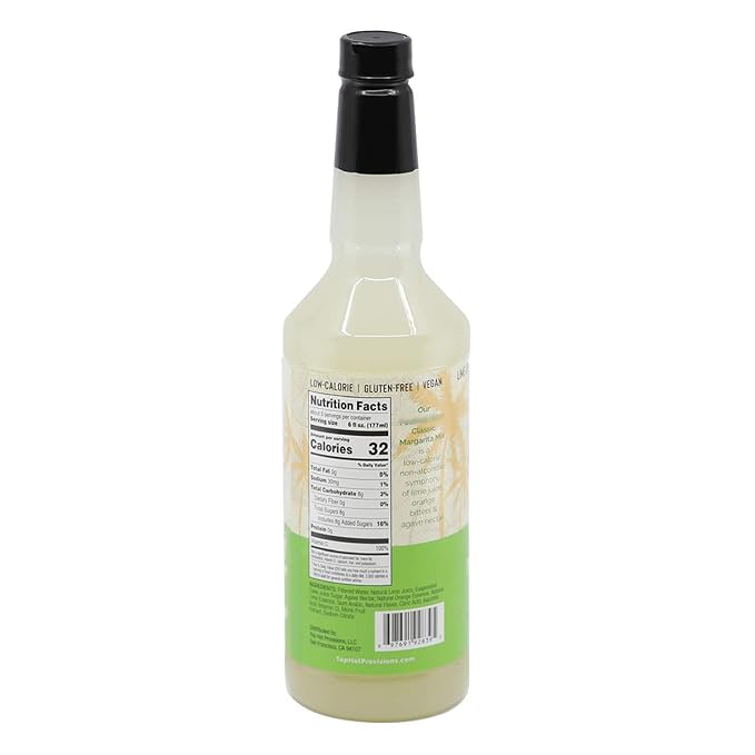 Top Hat Classic Agave Lime Margarita Mix - Handcrafted with Agave Nectar & Natural Lime Juice - Lower in Sugar and Carbs - Cocktail Mix - Margarita Mixer - 32oz Bottle