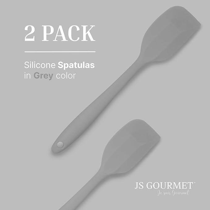 Silicone Spatula Set – 2-Piece Set of Rubber Spatulas for Non-Stick Cookware – Kitchen Tools and Accessories with Comfortable Handles, Heat-Resistant Utensils for Cooking and Baking – Grey