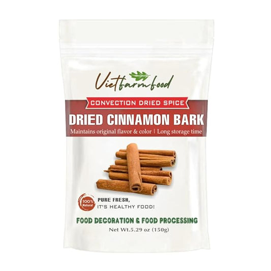 DRIED CINNAMON BARK 5.29 Oz (150g) VIETFARMFOOD: Natural pure, convection dried seasoning made from real vegetable, fruit - perfect for adding flavor to any meal, cooking, baking, salad, soup, sauce