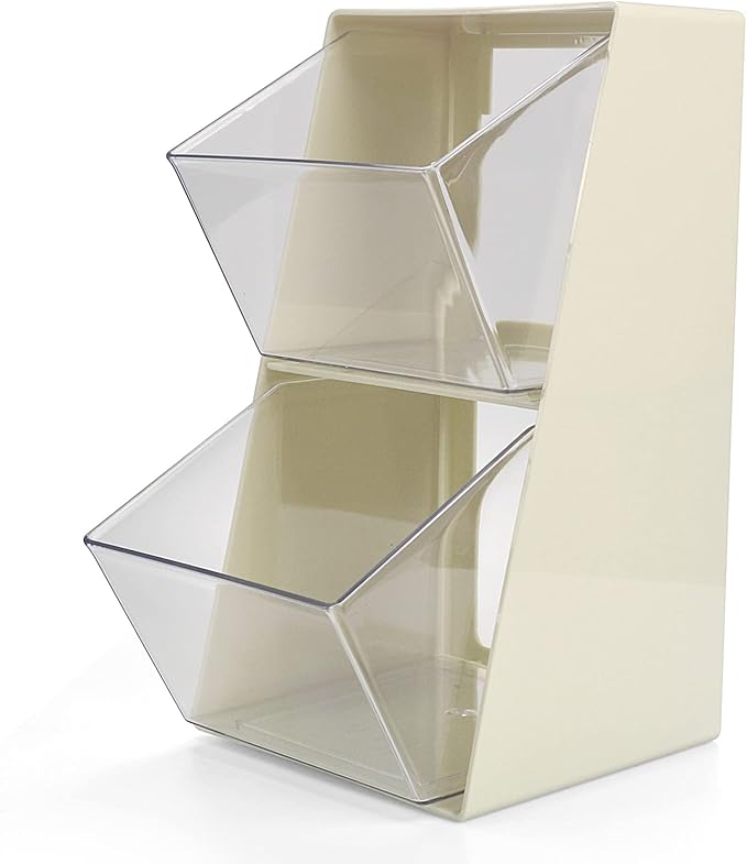 Acrylic Tea Bag Organizer Storage Box with 2 Transparent Drawers, Multi-Functional Coffee Pod K Cup Holder Container for Kitchen Home Office Organizer - White