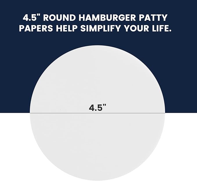 Yenmoz 500 PCS 4.5 Inch Hamburger Patty Paper White Parchment Paper Rounds Non-Stick Food Grade Burger Paper Sheets for Preparing and Storaging Patties Bakings and More