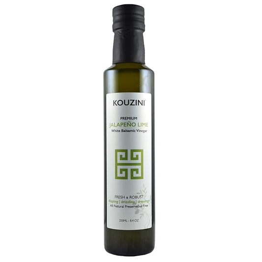 Kouzini Ultra Premium White Jalapeno Lime Balsamic Vinegar - Sweet & Thick Italian Dressing for Salad, Organic Modena Vinegar - 250ml