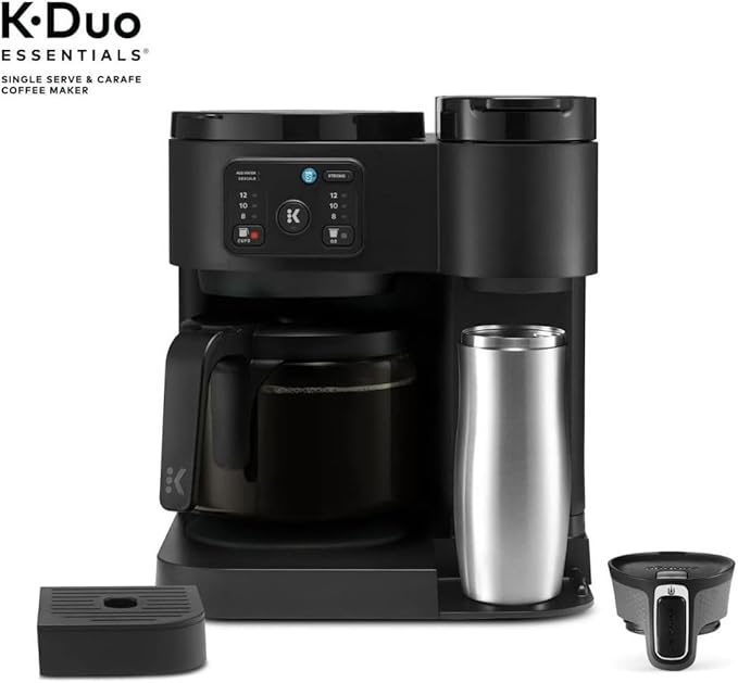 2-in-1 Hot & Iced Coffee Maker for Pods & Grounds ??12-Cup Glass Carafe & Single-Serve Brewer, 72oz Reservoir, Strong Brew, Extra Hot, Brew Over Ice, MultiStream Tech, Compact Design (Black)