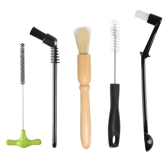 Espresso Machine Cleaning Brush Set - CAFEMASY 5 Pieces Coffee Cleaning Brush Natural Bristles