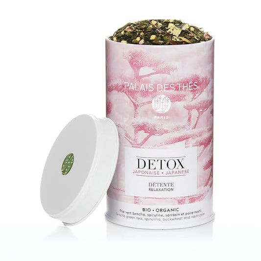 Palais des Th챕s - Organic Japanese Wellness Green Tea for Relaxation with Spirulina, Buckwheat, and Nashi Pear - 4.2oz Loose Leaf Metal Gift Tin